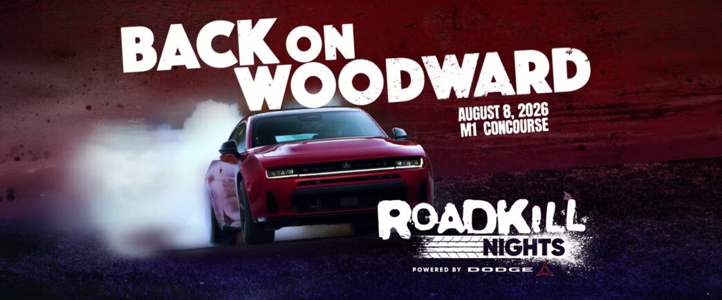 Two Dodge Charger SIXPACK vehicles lined up for Roadkill Nights 2026 drag racing
